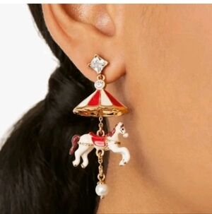 Kate Spade NEW Carousel Horse dangle drop earrings statement